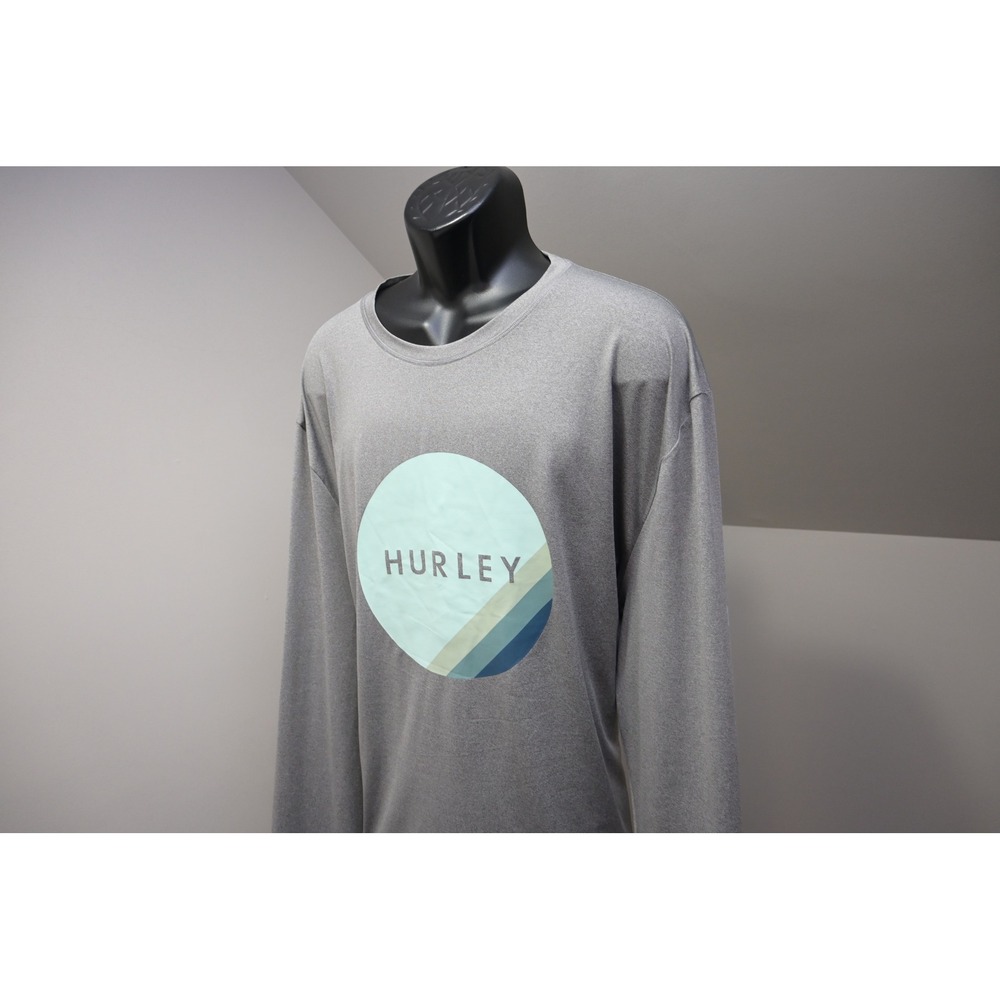 Hurley UV Water Tee Shirt Mens XXL Gray Long Sleeve Polyester Spandex Excellent